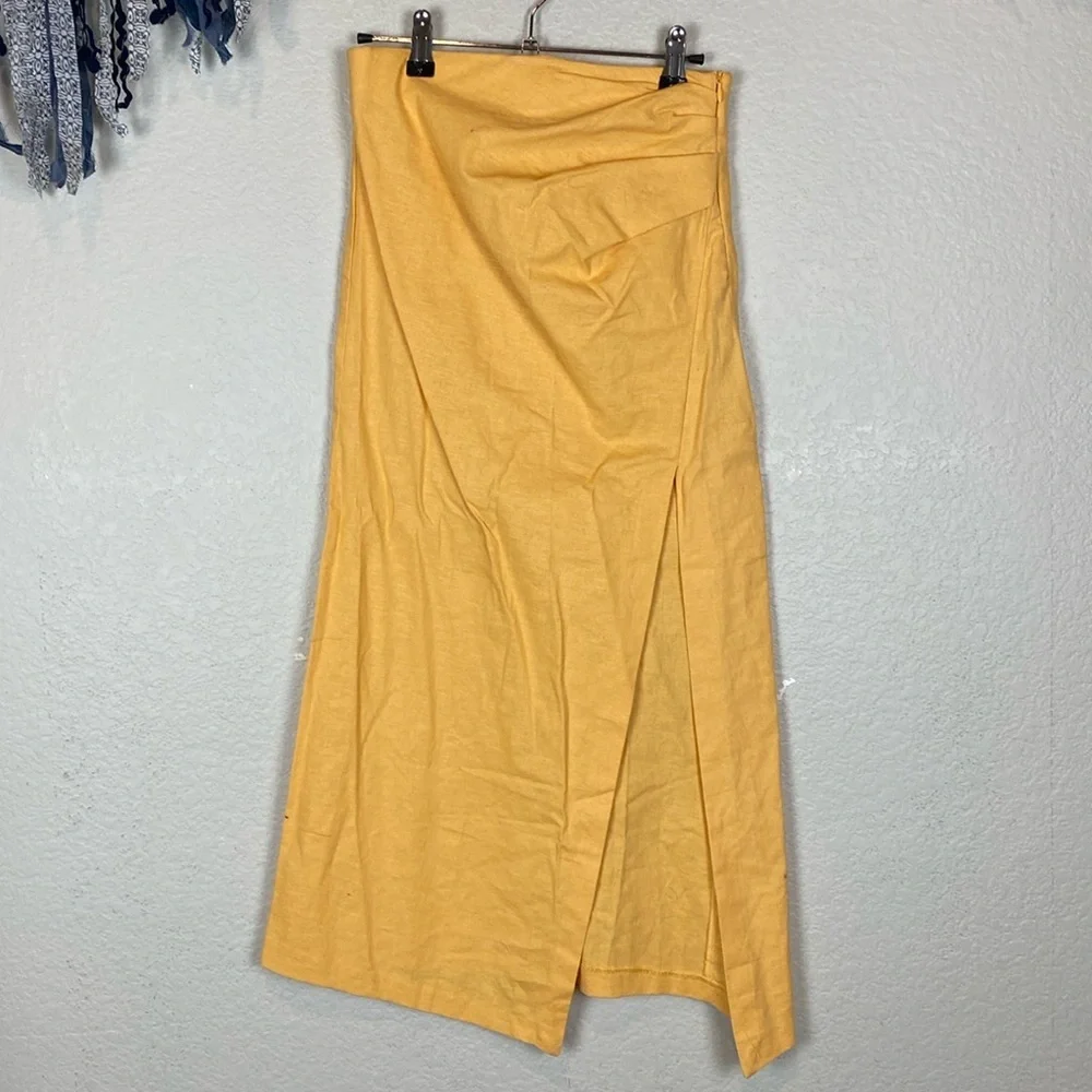 Zara yellow linen skirt